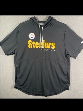 Pittsburgh Steelers Shirt Mens Large Black NFL Football Hoodie Pullover Nike